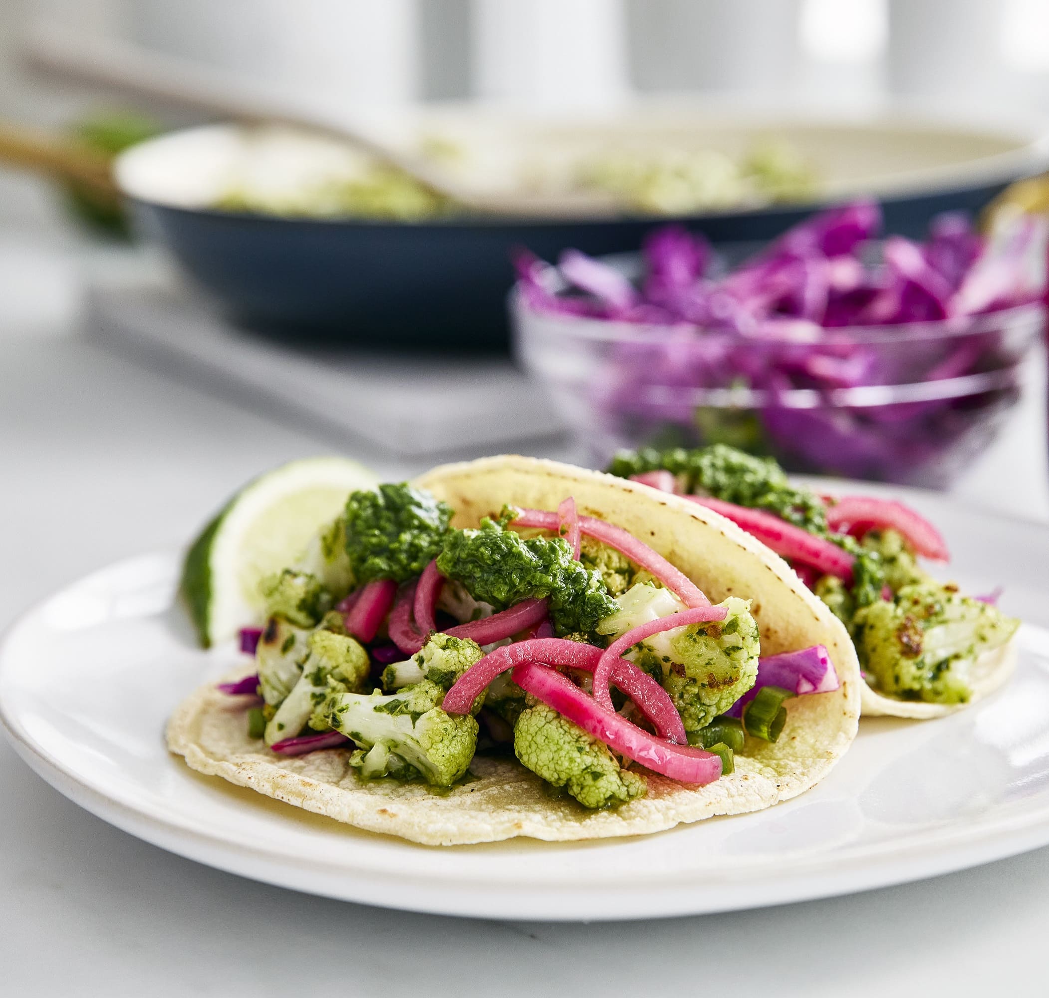 Cauliflower Tacos with Chimichurri and Pickled Onions | GreenPan New Zealand