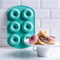 GreenLife Bakeware 6-cup Donut Pan, Turquoise - 32 x 21cm