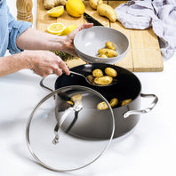 Copenhagen Stock Pot with Lid, Black - 24cm