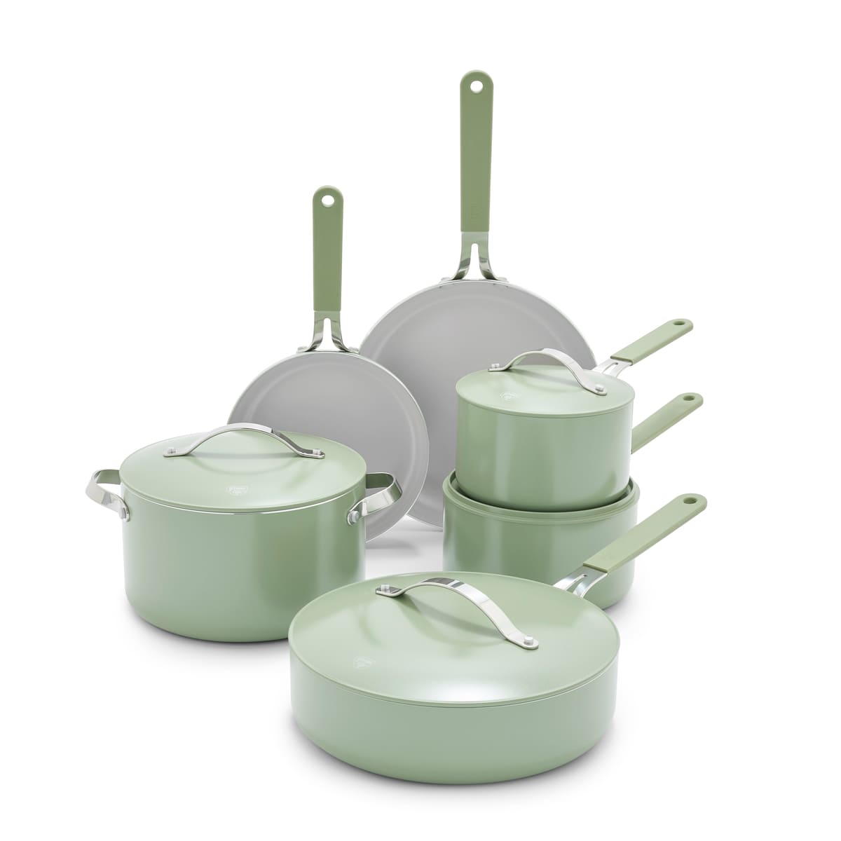 GreenLife Dream <br>11pc Cookware Set, Sage Green