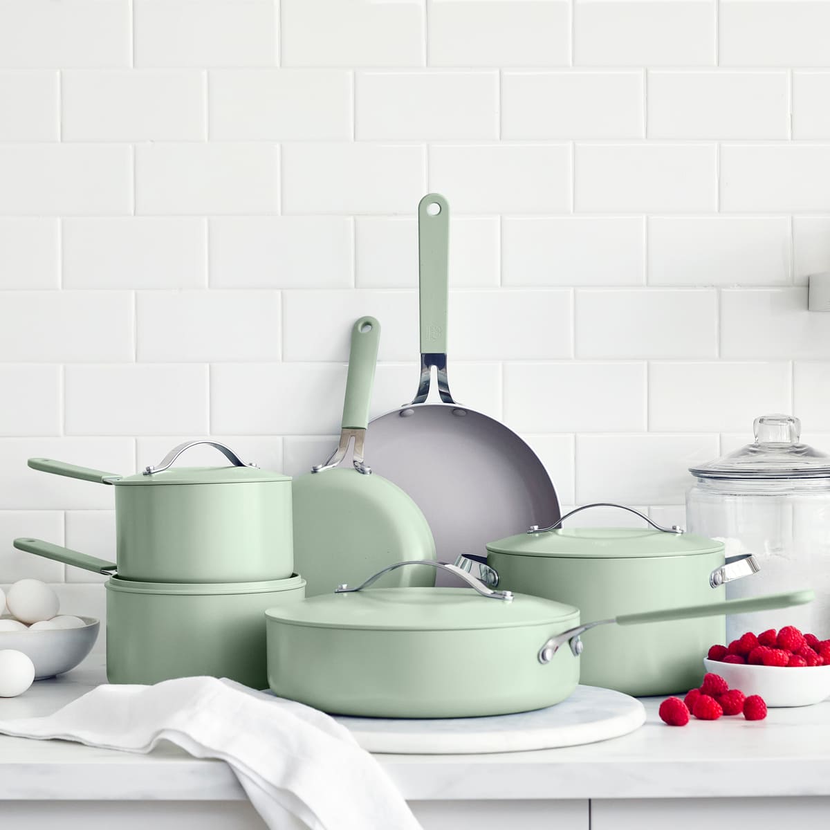 GreenLife Dream <br>11pc Cookware Set, Sage Green