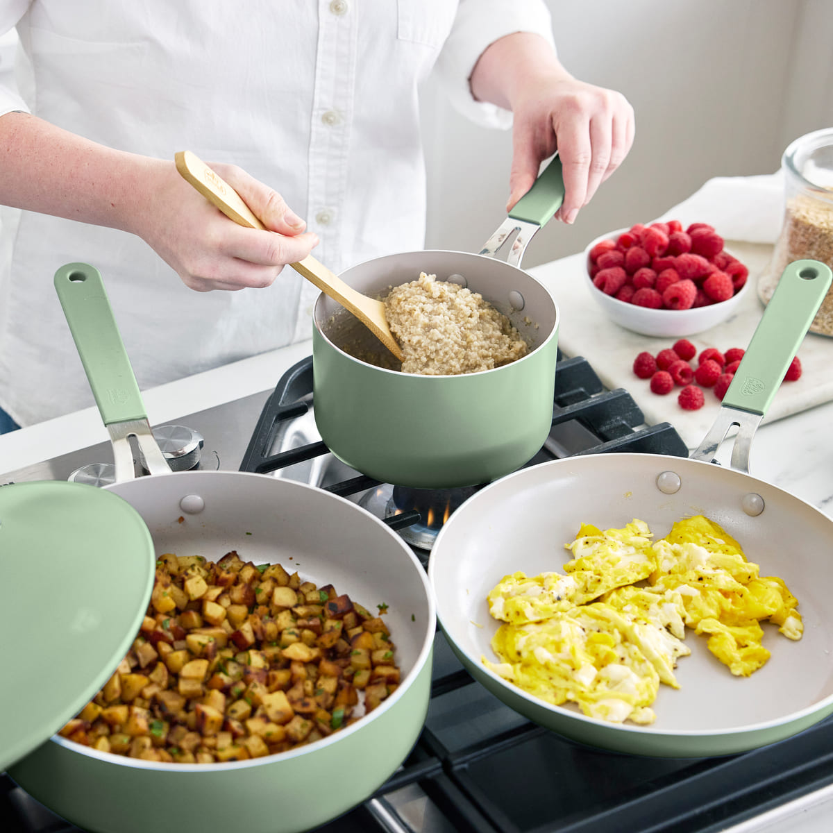 GreenLife Dream <br>11pc Cookware Set, Sage Green
