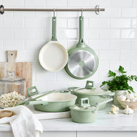 GreenLife Arte 8pc Cookware Set, Green Sage