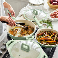 GreenLife Arte 8pc Cookware Set, Green Sage