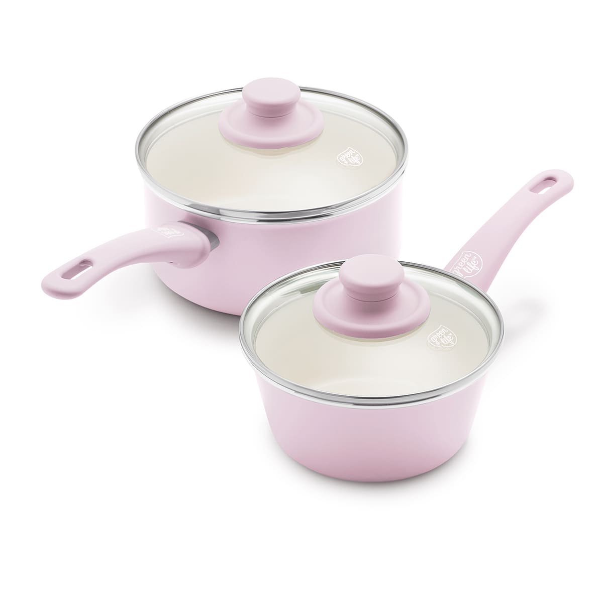 GREENLIFE SOFT GRIP <br> 4PC COOKWARE SETS, PINK