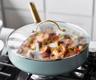 Padova skillet with lid, smokey sky blue - 28cm