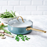 Padova skillet with lid, smokey sky blue - 28cm