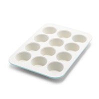 GreenLife Bakeware 12-cup Muffin Pan, Turquoise - 39 x 28cm