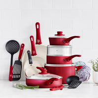 CC001922-001 - GreenLife GREENLIFE SOFT GRIP 16PC COOKWARE SETS, RED - Product Image 2